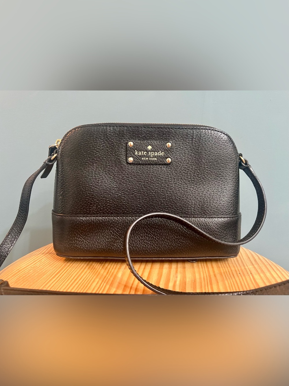 Kate Spade New York Black Pebbled Leather Crossbody Wellesley Hanna Bag
